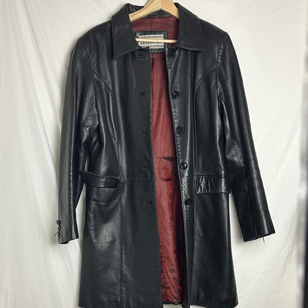 VINTAGE 90s Black Leather Jacket coat oversized